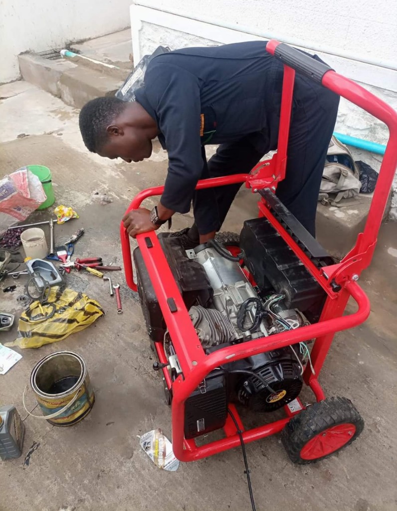 Business maintenance technician at work