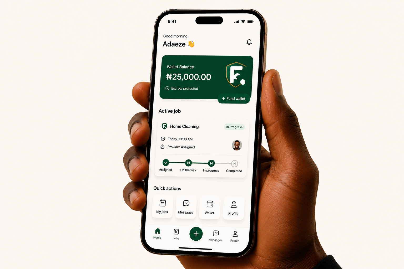 Preview of the FixMyNeed app home screen